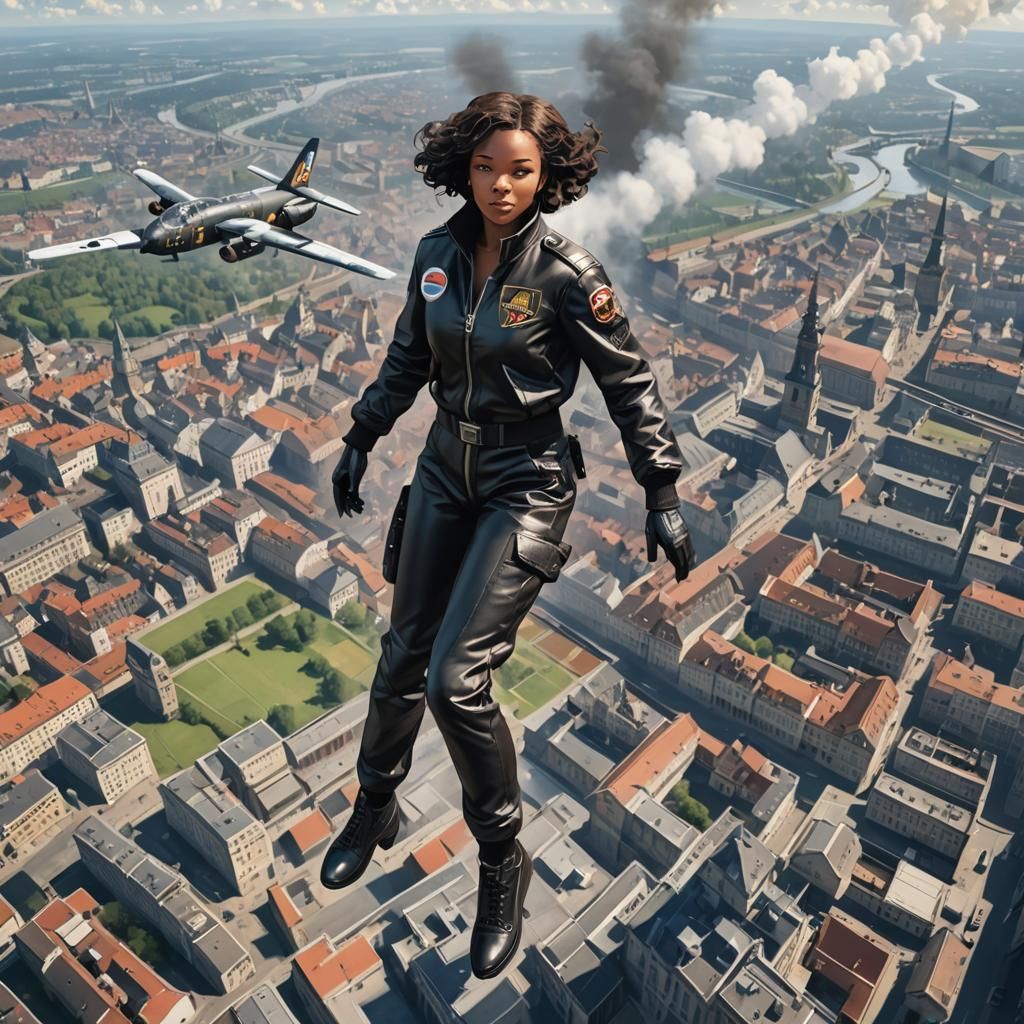Anime-Style Bomber Pilot Over Dresden