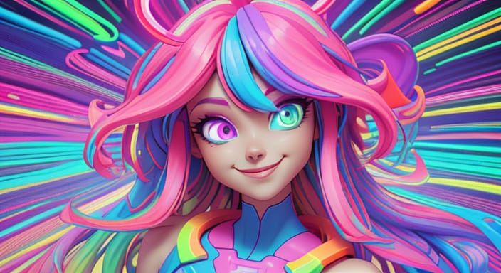 Smiling Person in Vibrant Room: Pixel Art Style