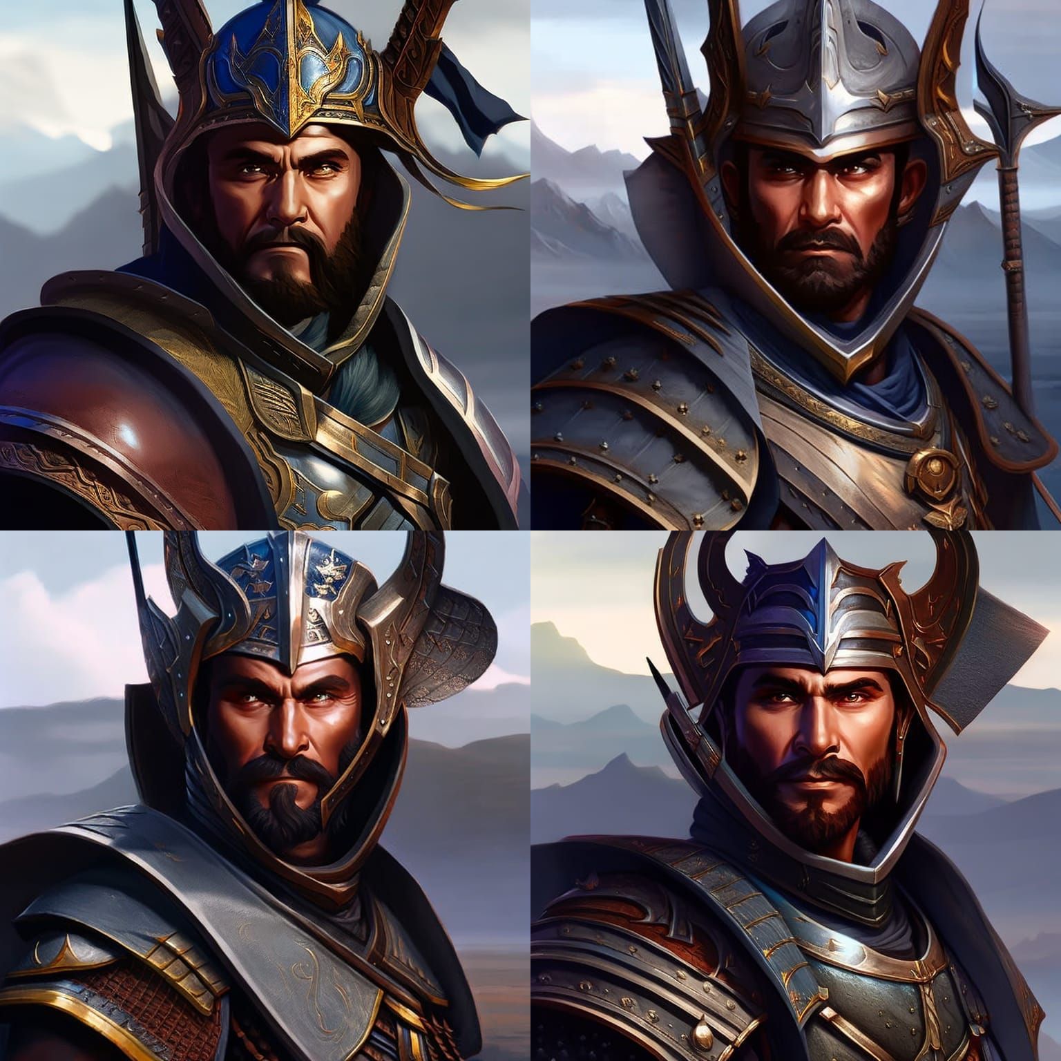 Portraits of male warrior hyperdetailed