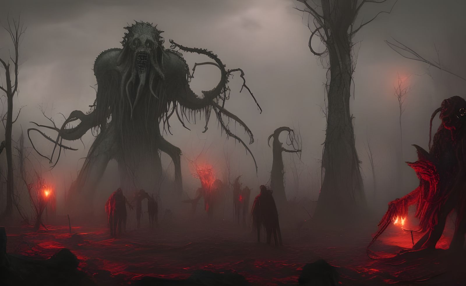 Cthulhu Destroys the World: A Dark, Detailed Painting