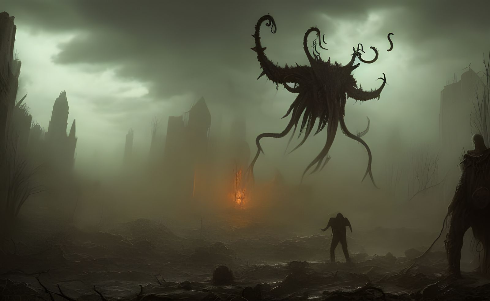 Cthulhu Destroys the World: A Dark Fantasy Painting