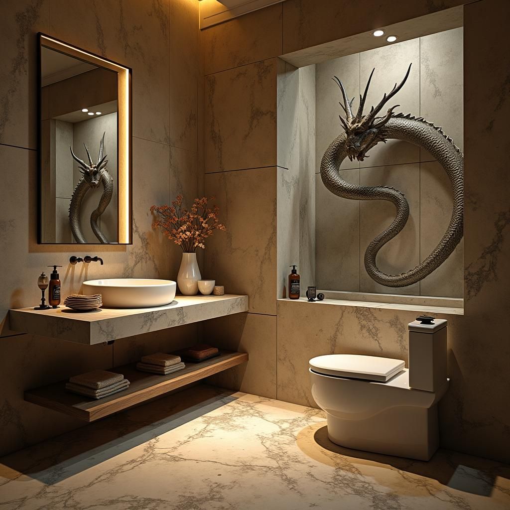 Dragon-Themed Bathroom: An AI Interpretation