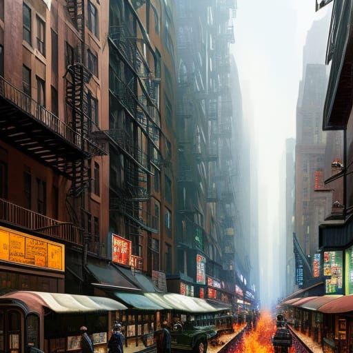 1930s New York City Apartment Block View