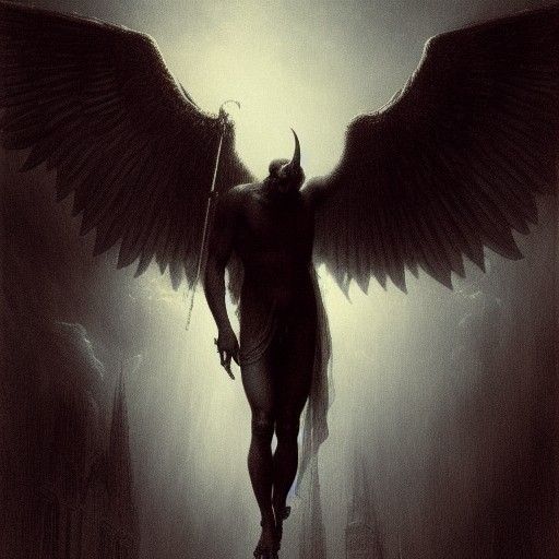 The Devil as Attractive Fallen Angel in Horror Style