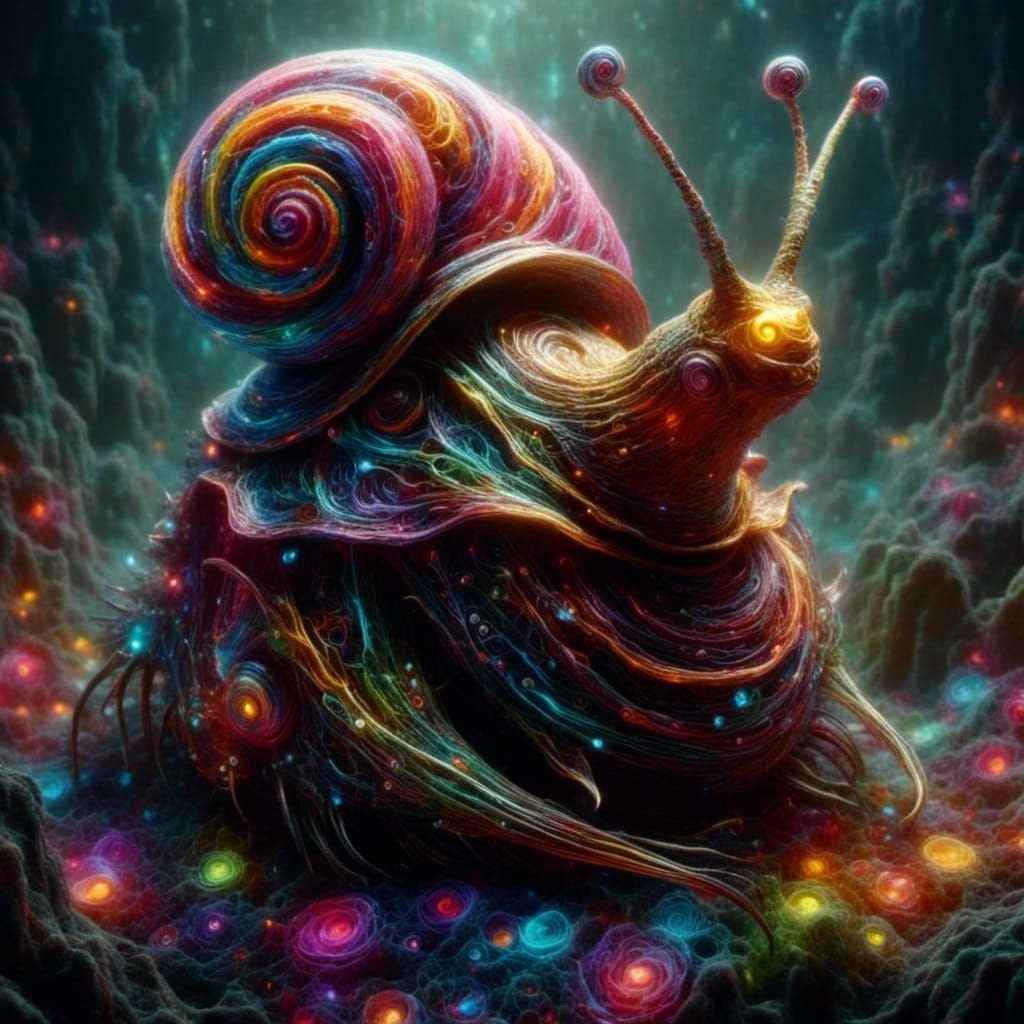 Iridescent Flail Snail in Dreamy Fantasy Art