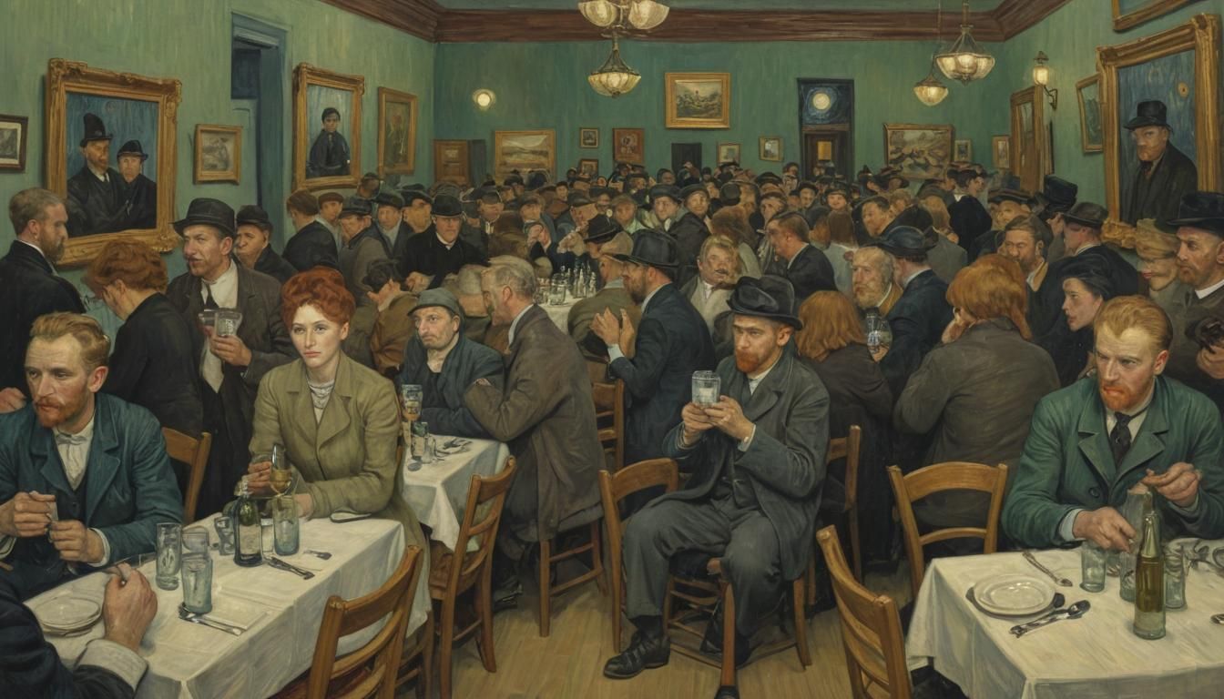 Art Gallery Opening in Van Gogh Style