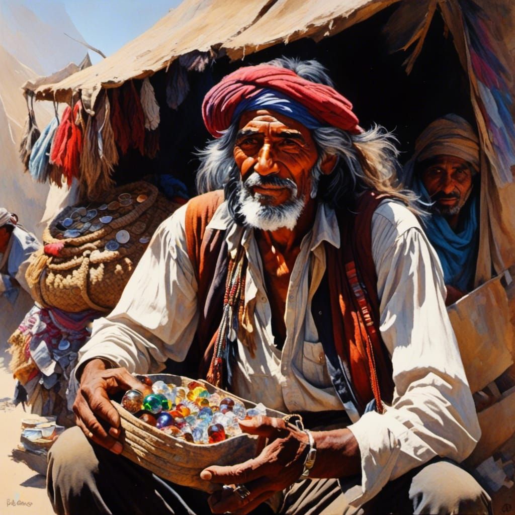 Selling Trinkets: A Portrait of a Gypsy Man