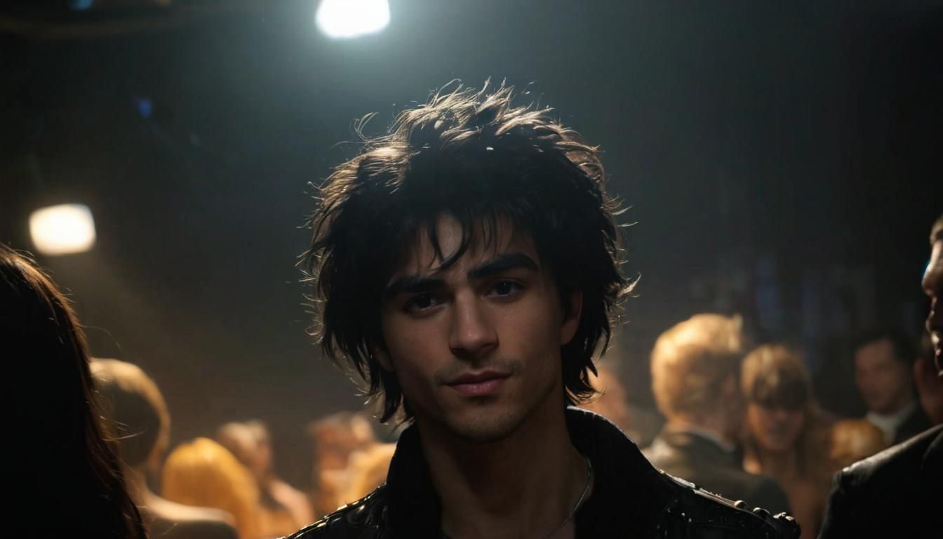 Shy Dancer's Crush: Photorealistic Techno Party Portrait