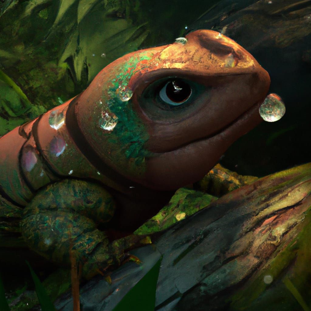 Jeweled Reptile-Mammal Hybrid in Rainforest: 3D Render