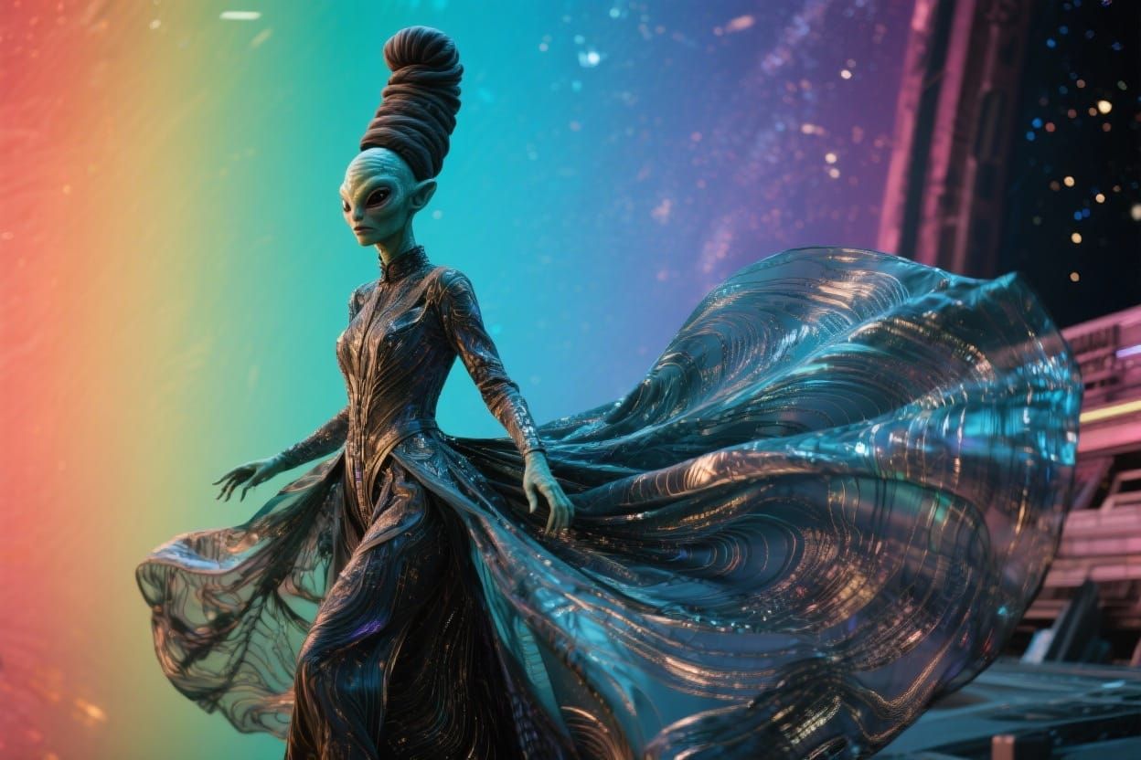 Space-Time Fabric Couture, Flouncing in Colour-Time Shift