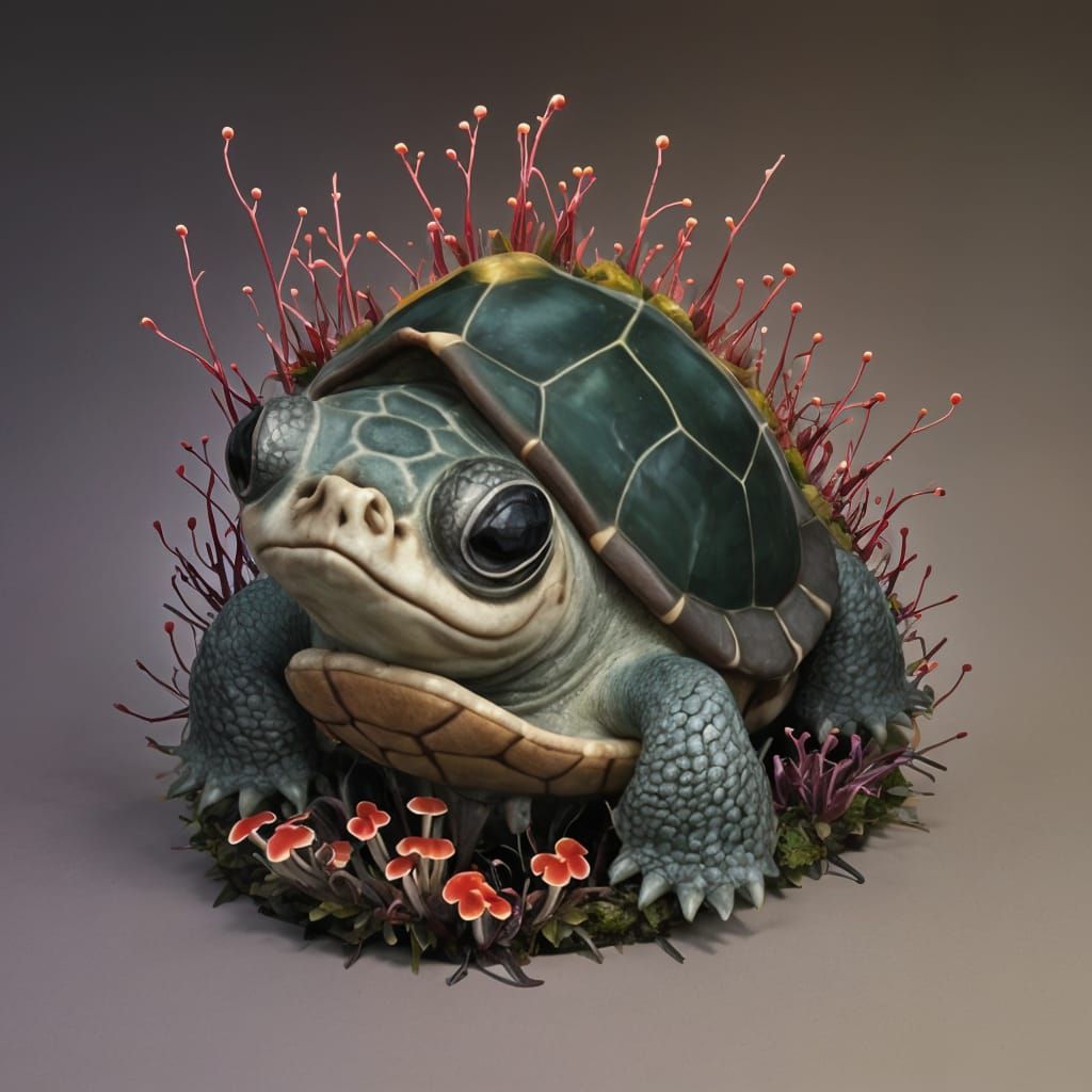 Glowing Fungus Close-Up: Hyperdetailed Forest Scene