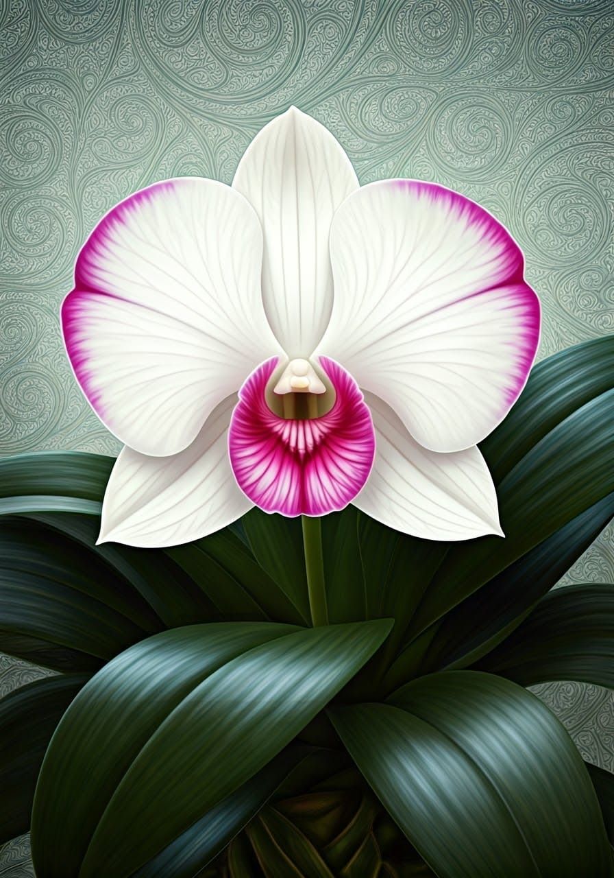 Ethereal Orchid with Pink Highlights in Symbolist Style