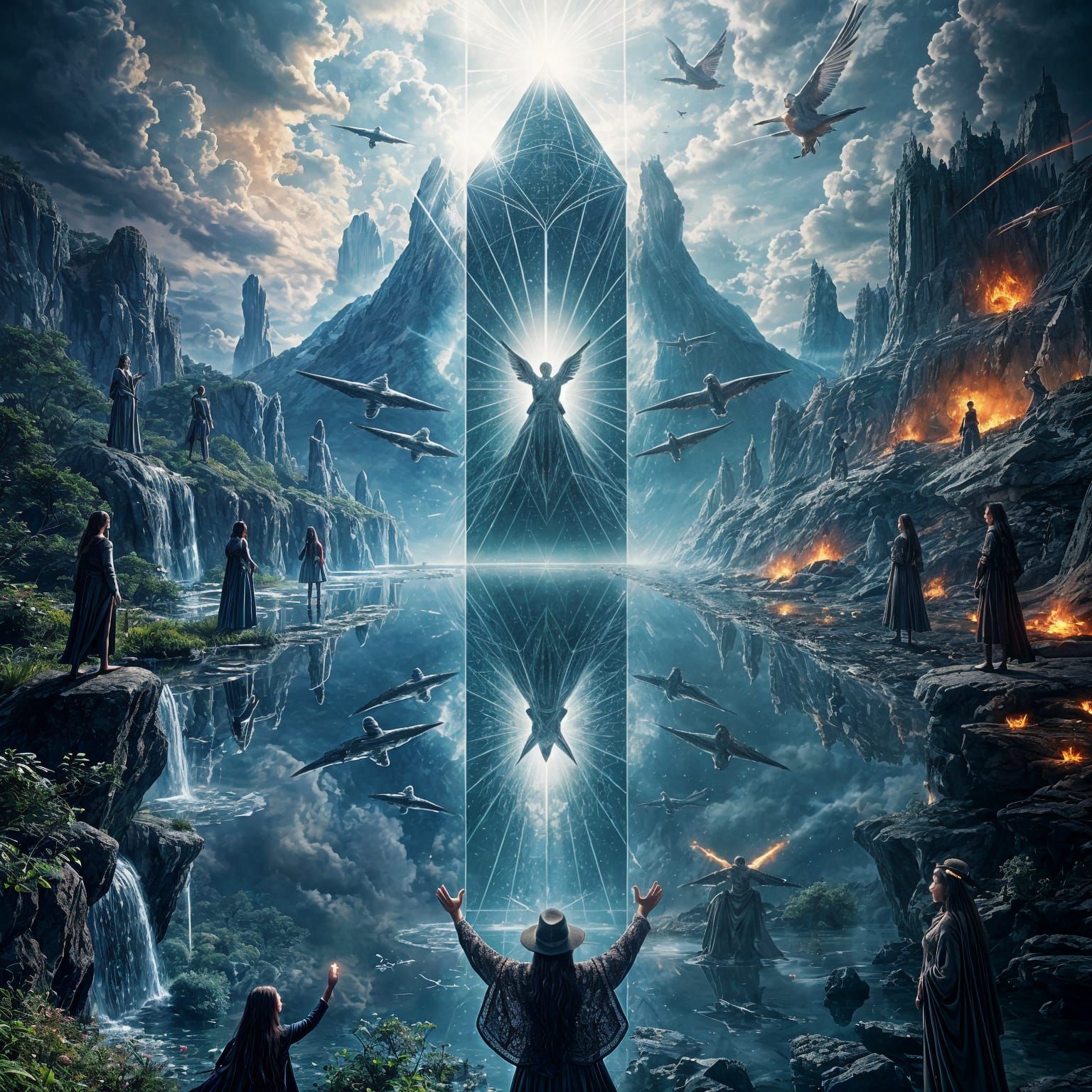 A Majestic Mirror Reflects Infinite Worlds and Destinies