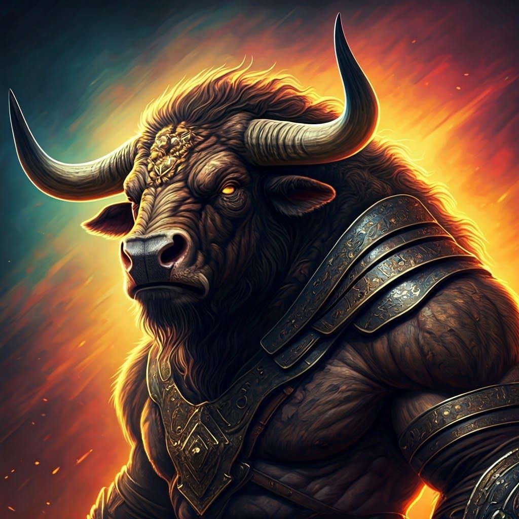 Hyperrealistic Minotaur in Epic Battle