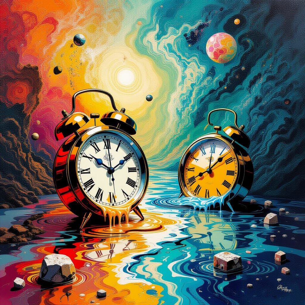 Surreal Melting Clocks in Dreamlike Digital Art