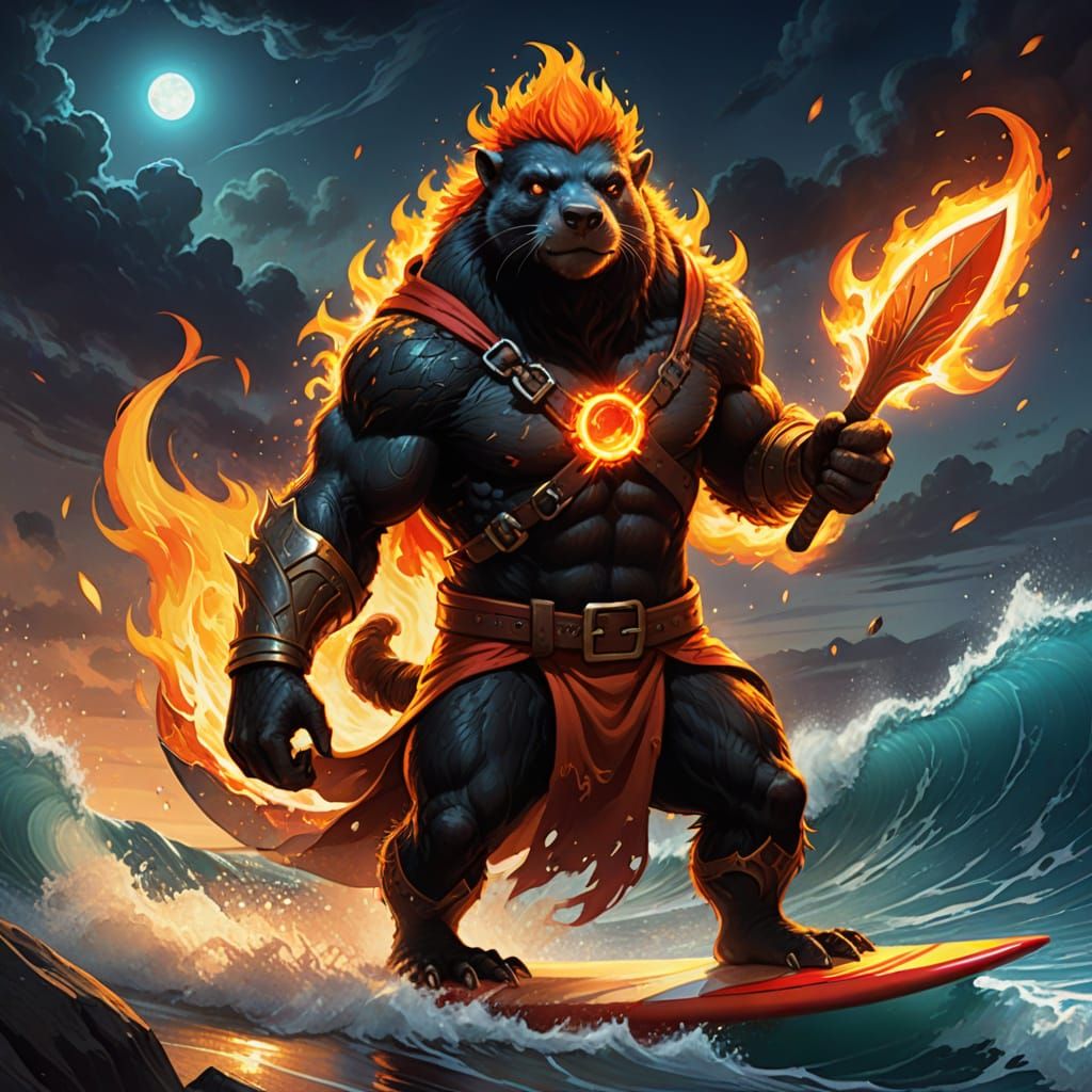 Mole Surfer Dude Flaming Hero Concept Art
