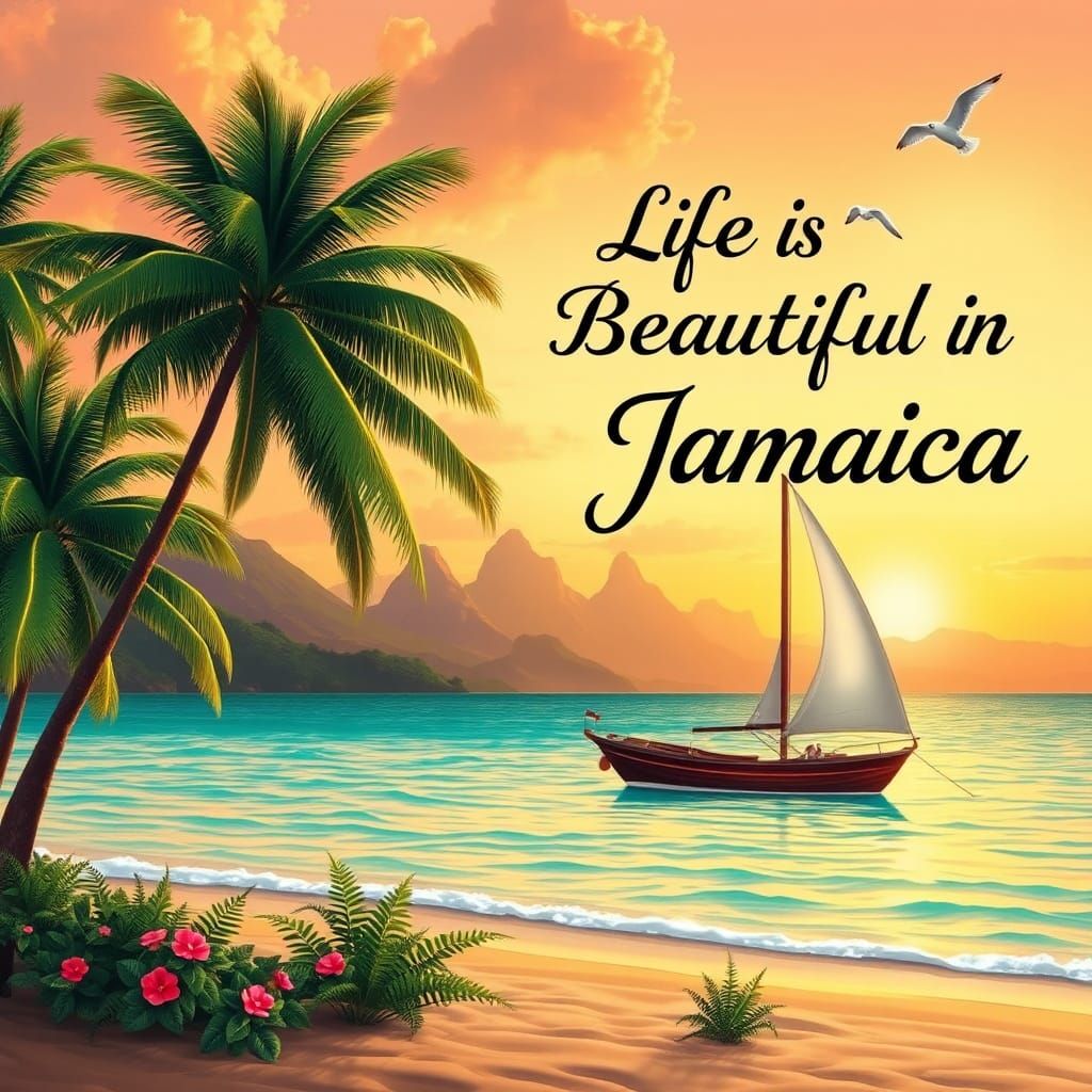 Serene Jamaican Coastline at Sunset