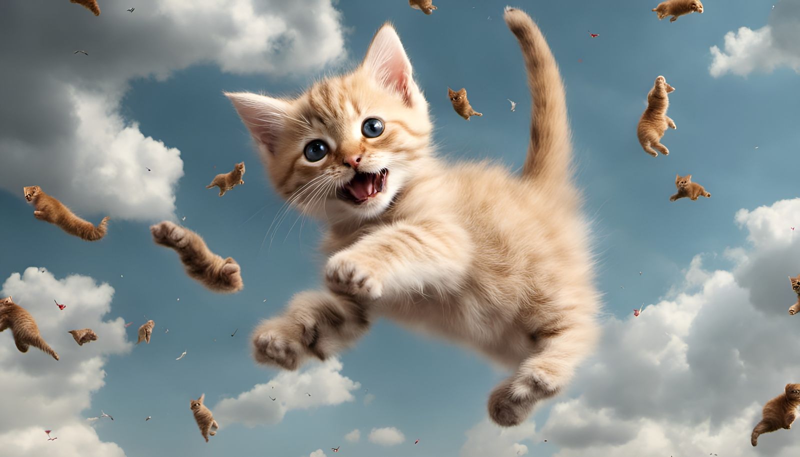 Kittens Falling From The Sky: AI Generated Image
