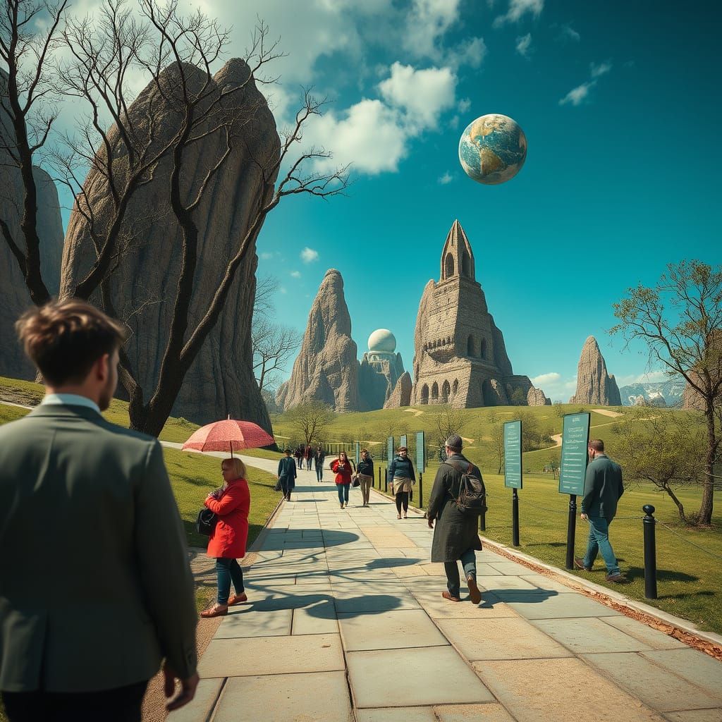 Surreal Cityscape in Whimsical Disarray