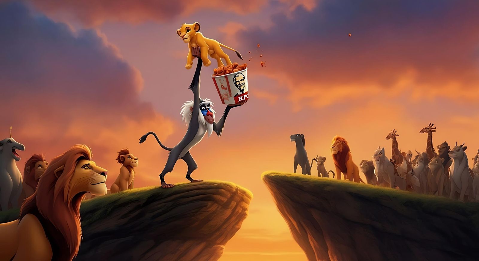 Rafiki Presents Spicy Wings in Lion King Scene