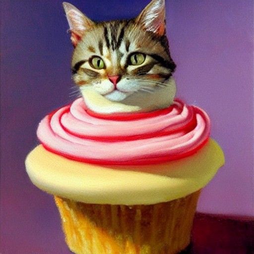 Cat on Cupcake: Oil Painting by Gurney
