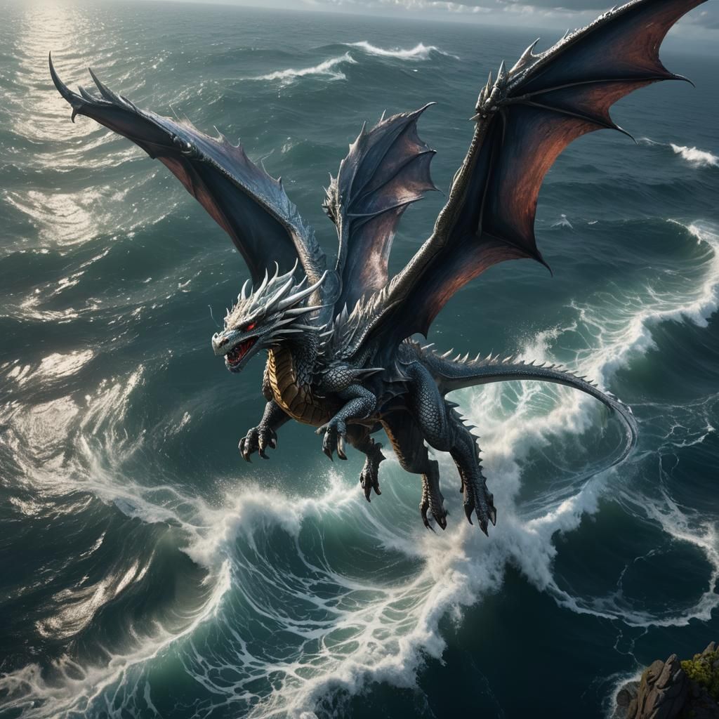 Silver Dragon Soaring: Fantasy Concept Art