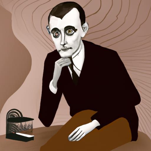 Kafka Pondering Reality: Sinister Art by Rutkowski