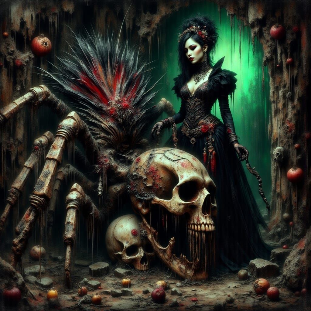 Ethereal Spider Queen in Gothic Cave