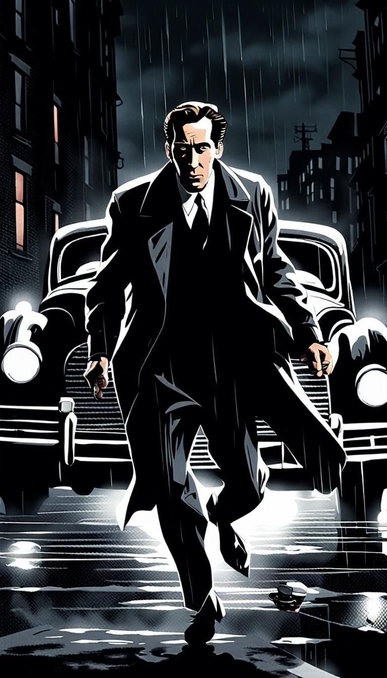 Spiderman Noir Nicholas Cage in Film Noir Chase
