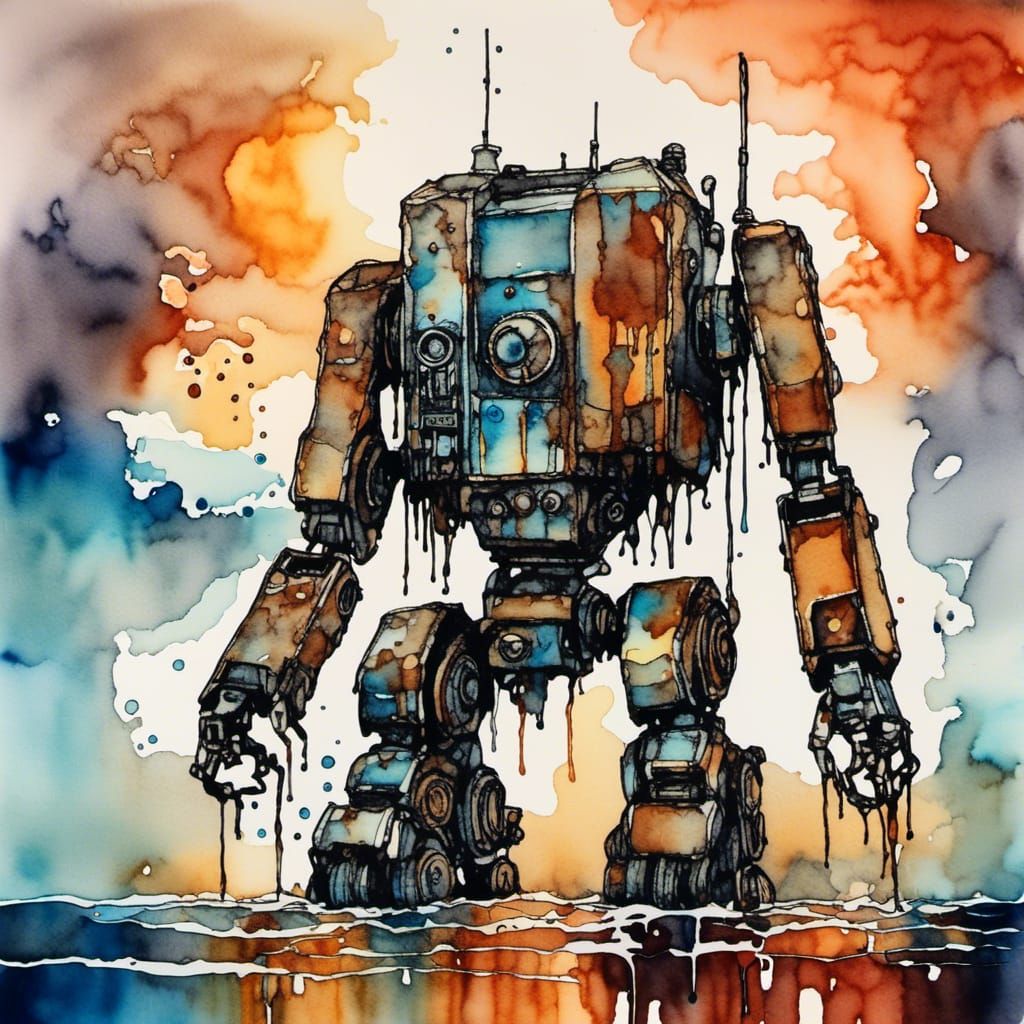 Dystopian Robots Trudge Through Melting Ice Caps