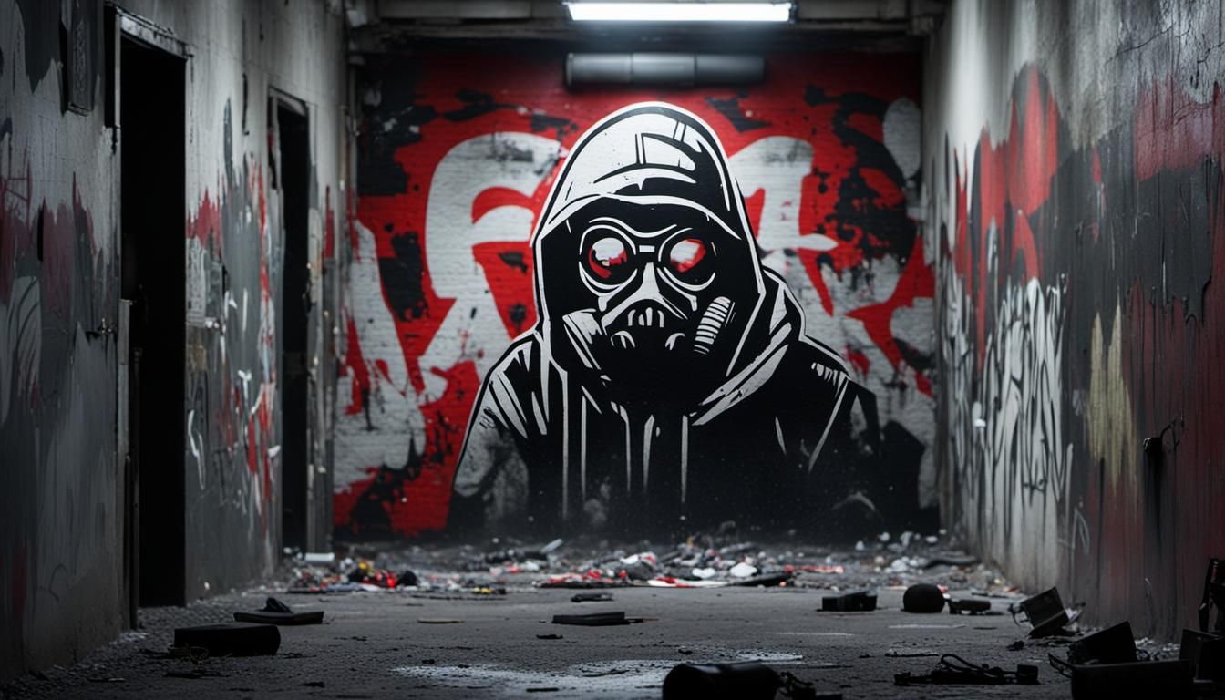 Dystopian Street Art: Gritty Survival Narrative