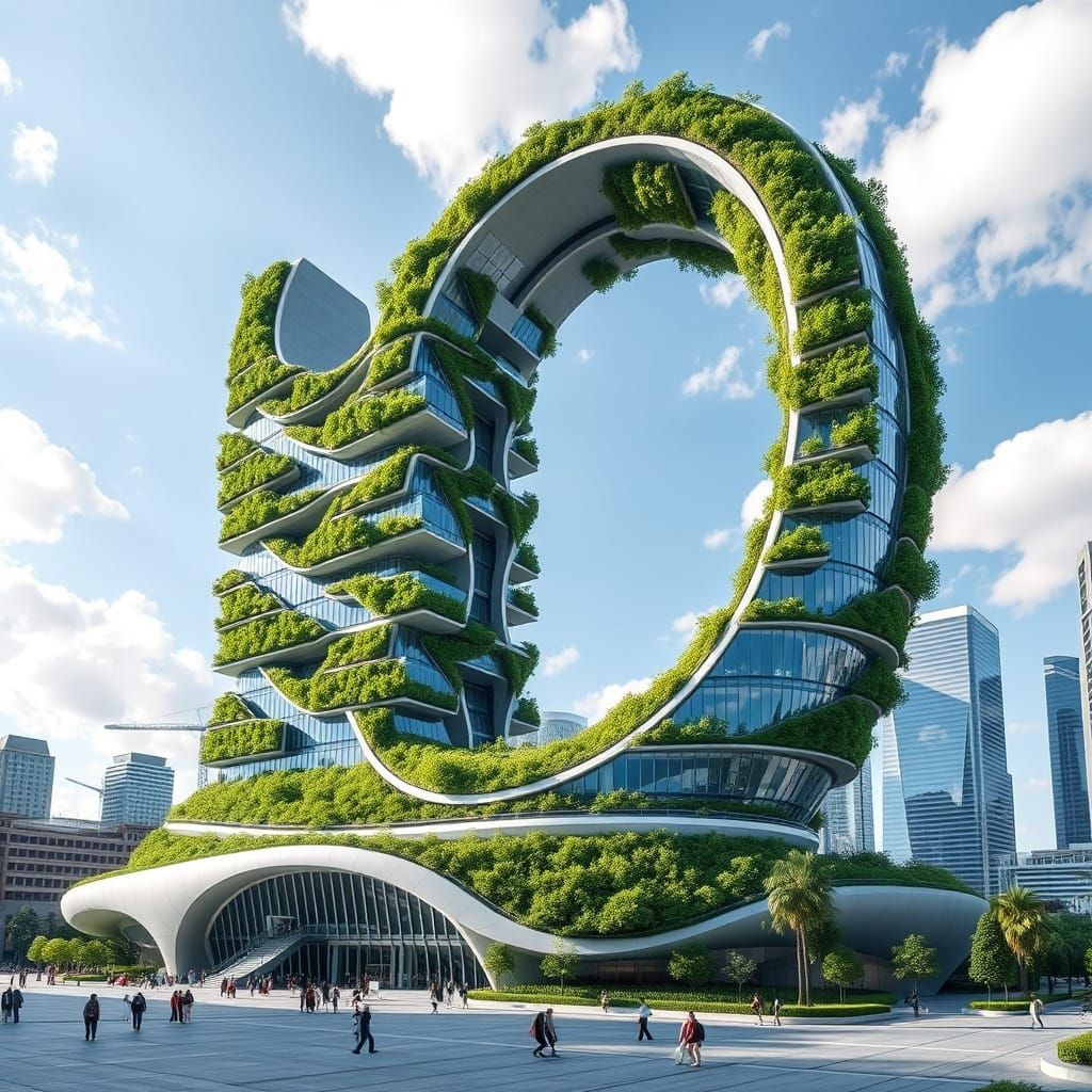 Innovative Futuristic Building Marvel in Cyberpunk Style