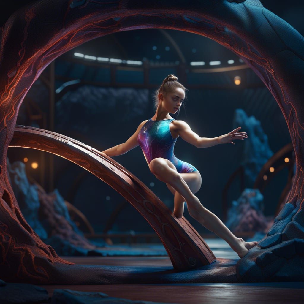 Gymnast in Bridge Position: Detailed Matte Painting