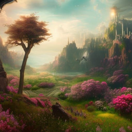 Epic Flower Meadow: Digital Matte Painting
