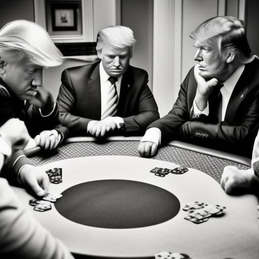 Donald Trumps Playing Poker: Hyperrealistic Rendering