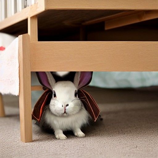 Demon Rabbit Hiding Under Bed