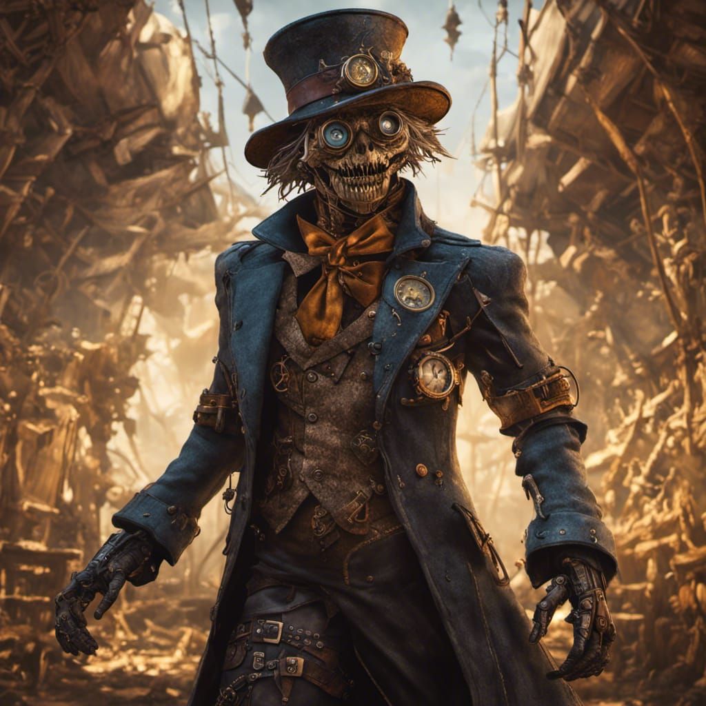 Steampunk Scarecrow in Dark Fantasy Style