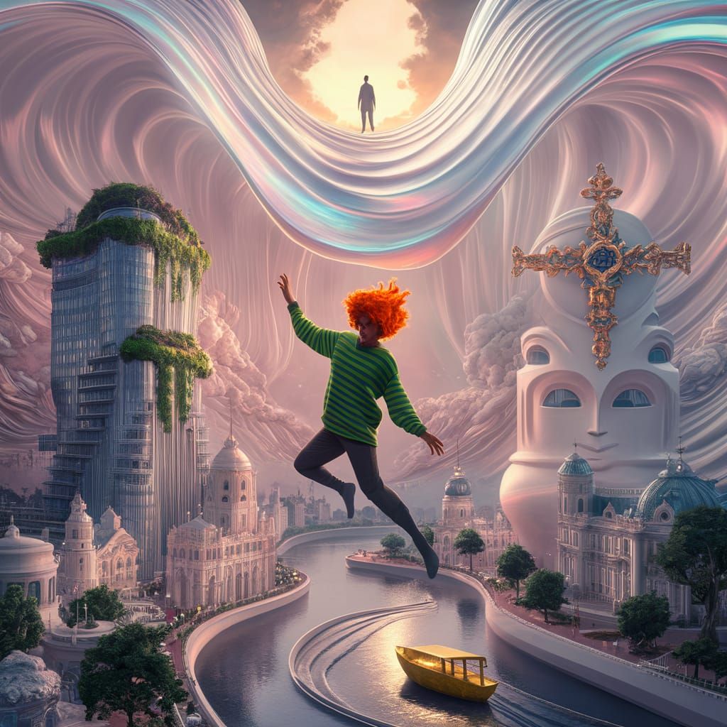 Dreamlike Metropolis: Iridescent Wave Structure in 3D