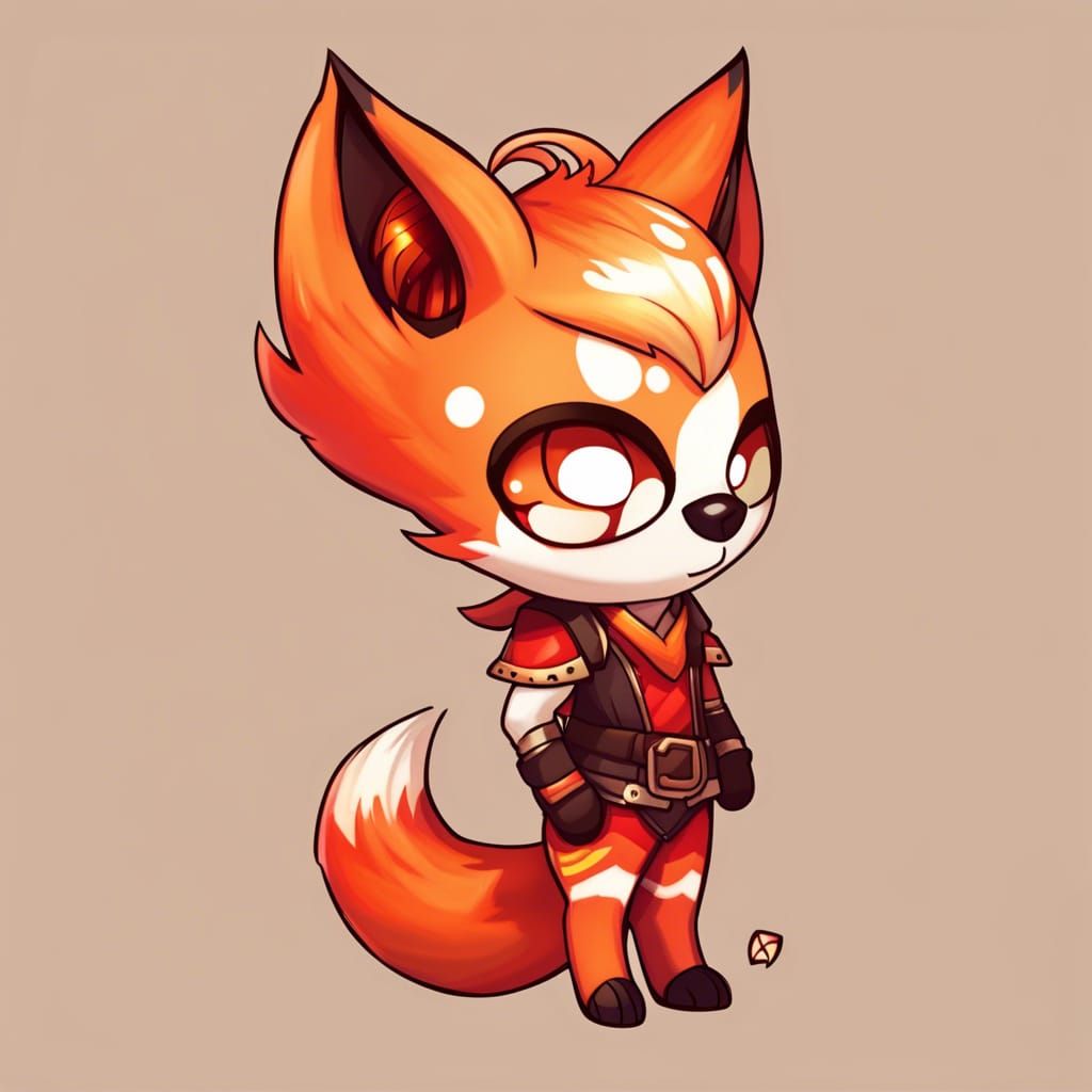 Fiery Chibi Fox Illustration