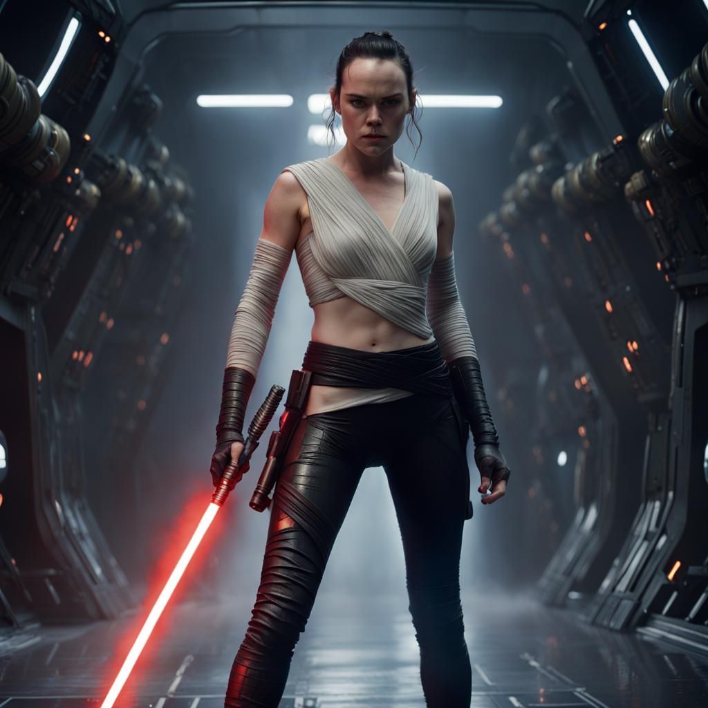 Curvy Rey Skywalker Battles in Torn Outfit