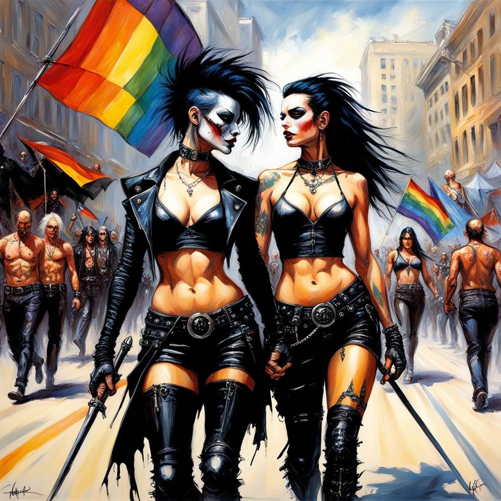 Goth Punk Couple at Pride Parade