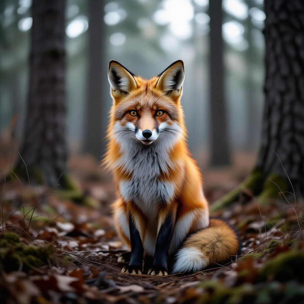 Fox in Woods in Alcohol Ink Style