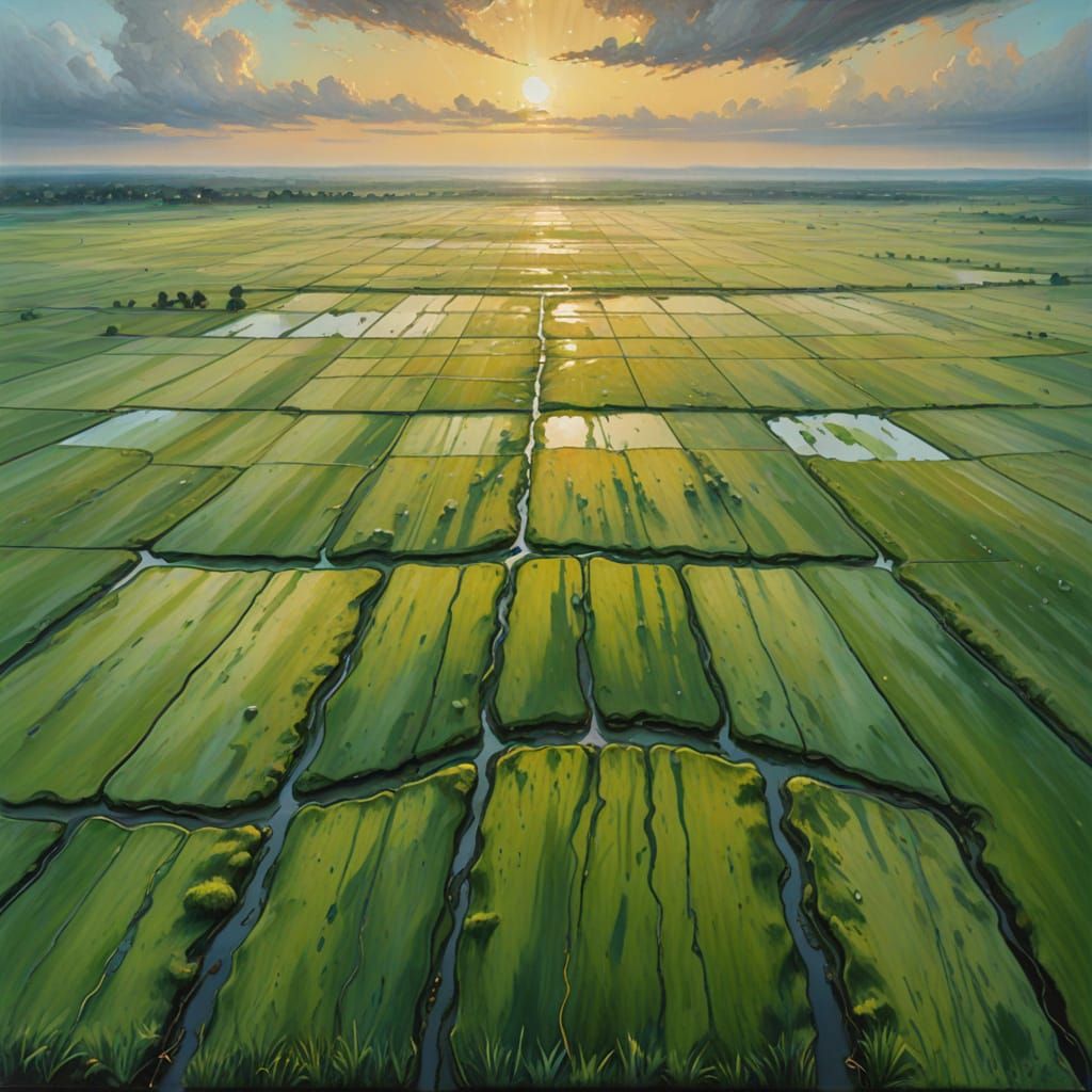 Dreamlike Landscape Painting in Surrealist Style