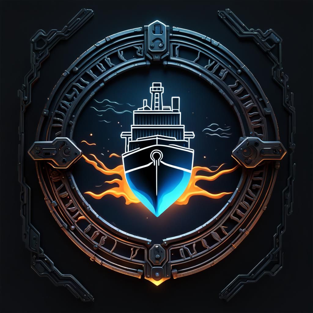 Illuminated Docker DevOps Tool Logo: Matte Painting
