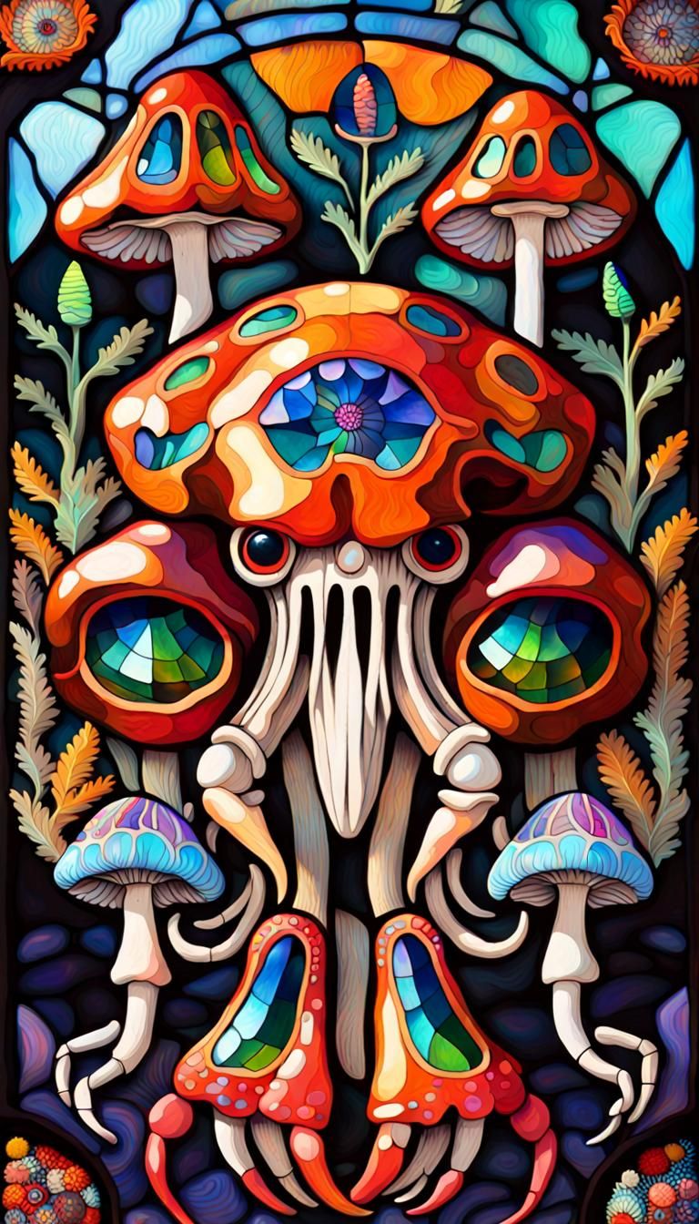 Dia de los Muertos: Art Nouveau Mushroom Scherenschnitte