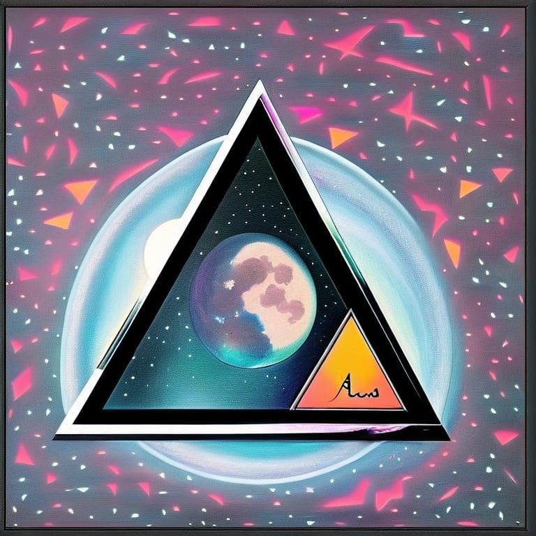 Hyperrealistic Galaxy Triangle with Moon