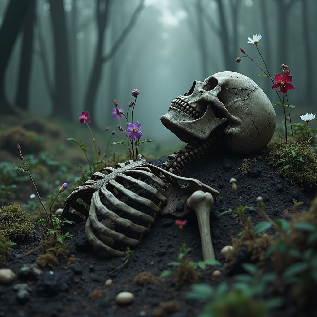 Ethereal Macabre Scene in Dark Romanticism Style