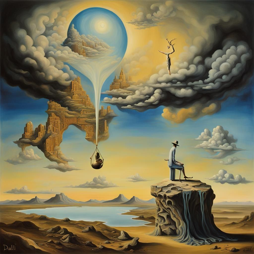 Surreal Image of Divine Omniscience as Oil Painting
