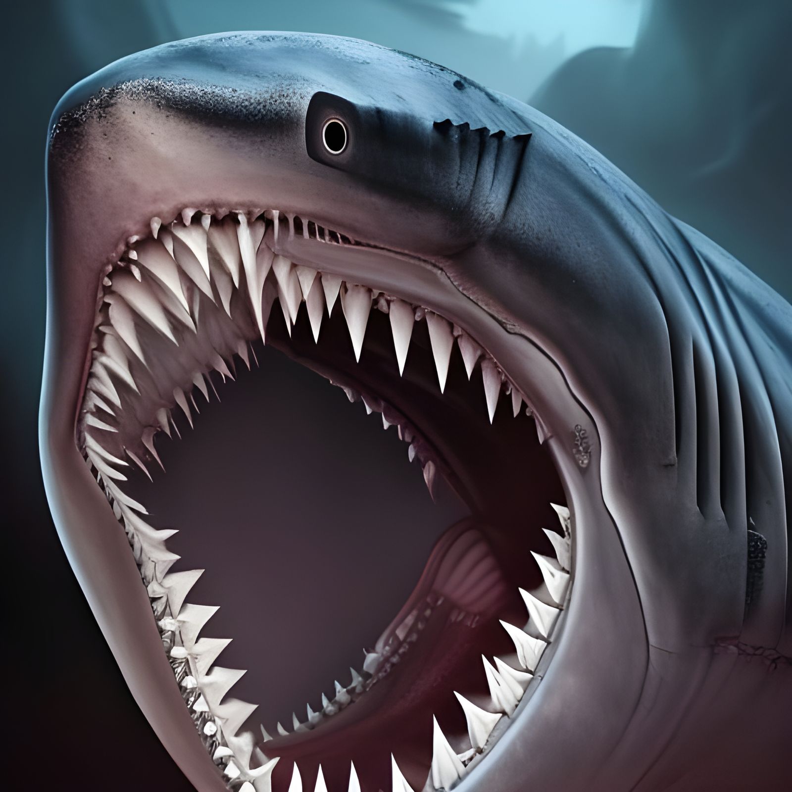 Colossal Prehistoric Shark's Jaws: Photorealistic 3D Art