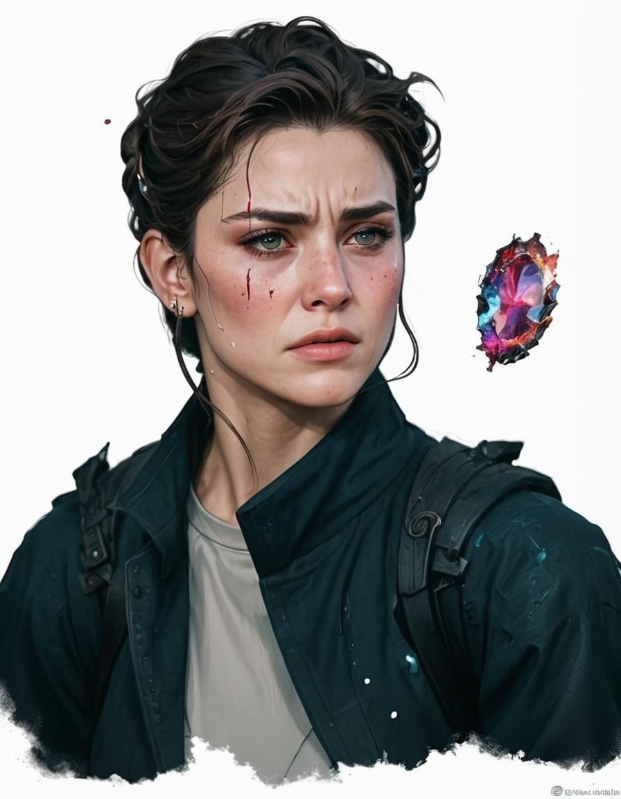 Crying Woman: Detailed Matte Painting in Fantasy Style